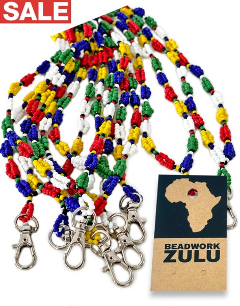 Beaded SA Flag Rainbow Lanyards