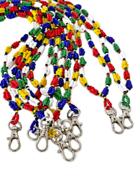 Beaded SA Flag Rainbow Lanyards