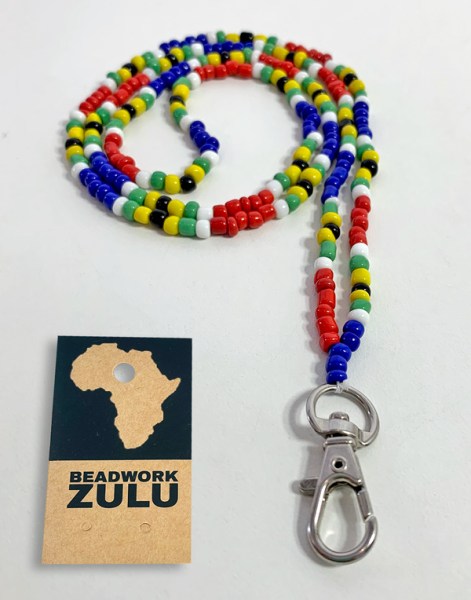 Beaded SA Flag Lanyard Single Strand