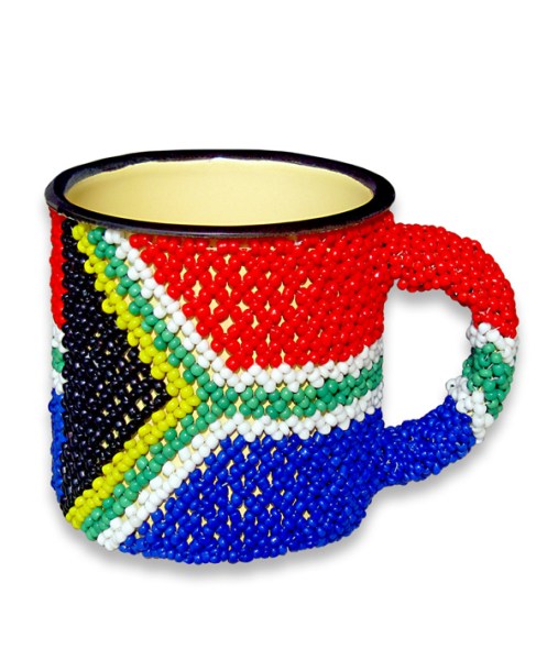 Beaded SA Flag Tin Mug Large
