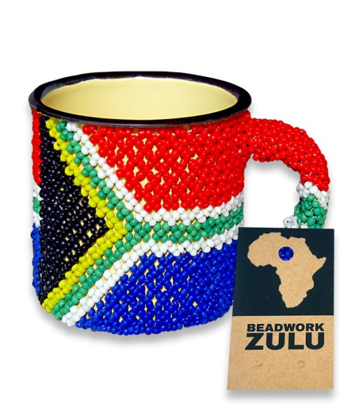 Beaded SA Flag Tin Mug Large