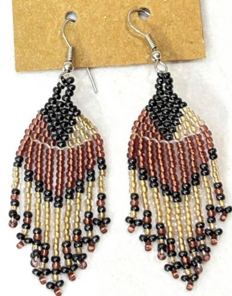 Beaded Short Tassel Earrings Copper Metallic White Gold