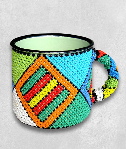 African Beaded Tin Mug Small