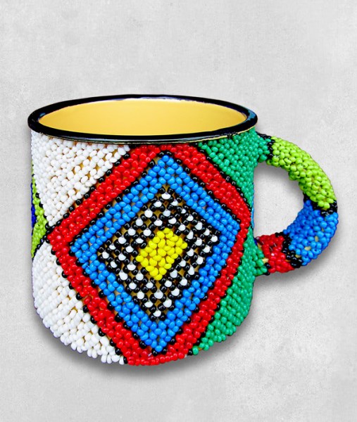 African Beaded Tin Mug Small
