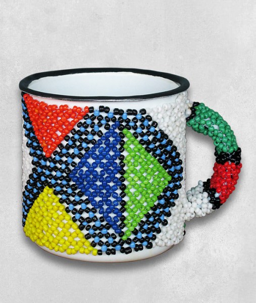 African Beaded Tin Mug Small