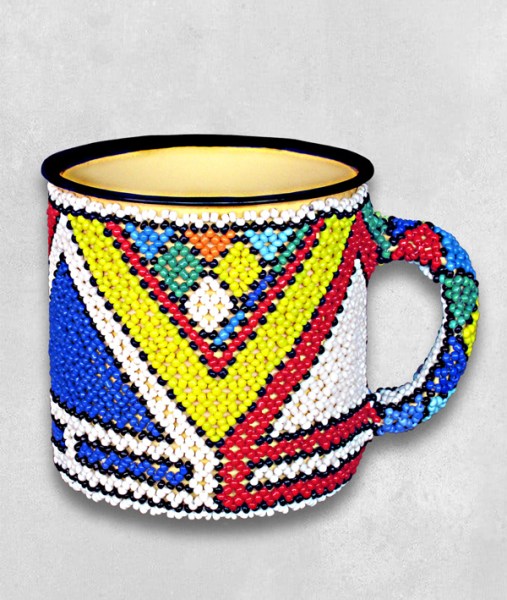 African Beaded Tin Mug Small