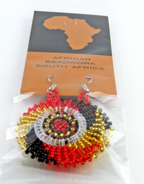 earrings circle red gold black