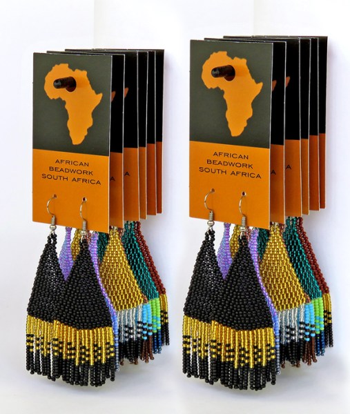African Beaded Earrings Tembe Large Mixed