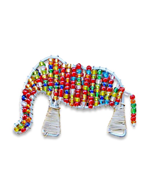 Beaded Fridge Magnet Elephant African Colours