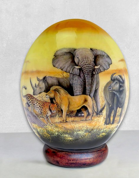 ostrich egg decoupage big five 45