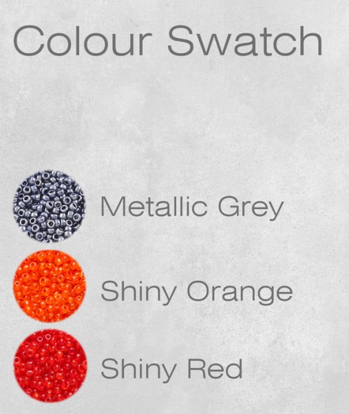 African Beaded Earrings Shiduli Red Orange Metallic Grey
