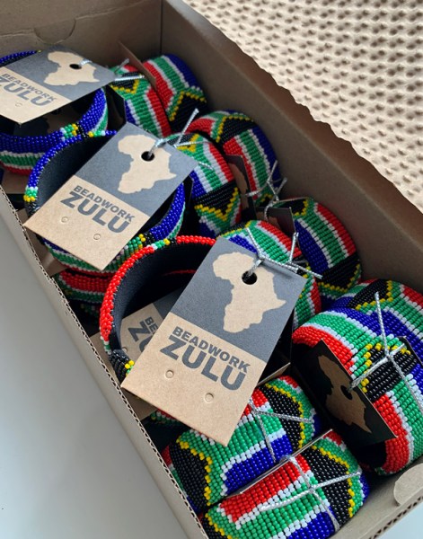 Beaded SA Flag Bangle Wide