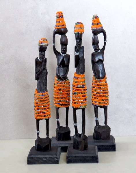 south african beaded statues orange small 1