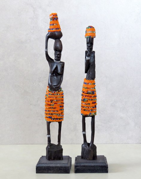south african beaded statues orange small