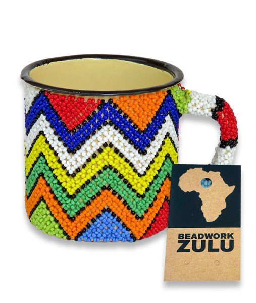 African Beaded Tin Mug Small