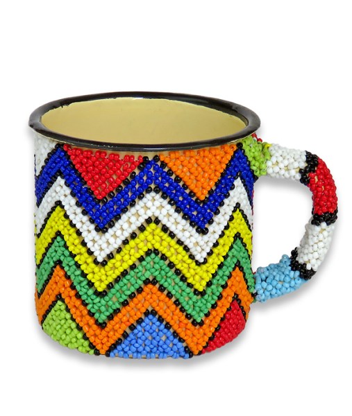 African Beaded Tin Mug Small