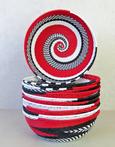 telephone wire basket medium african dance red 1