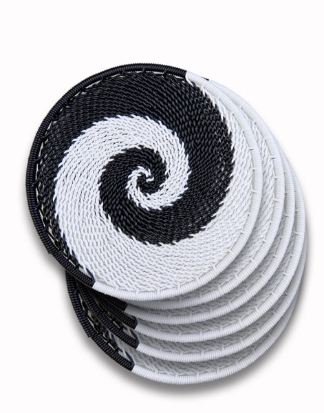 telephone wire coaster black white 12