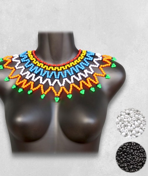 traditional womes necklace large black white