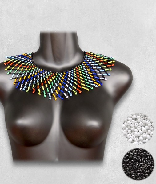 traditional zulu lace necklace medium black white