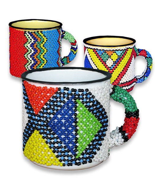 African Beaded Tin Mug Small