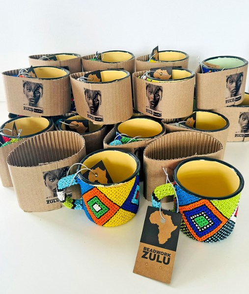 African Beaded Tin Mug Small