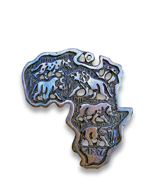 Wood Carved Africa Map Medium