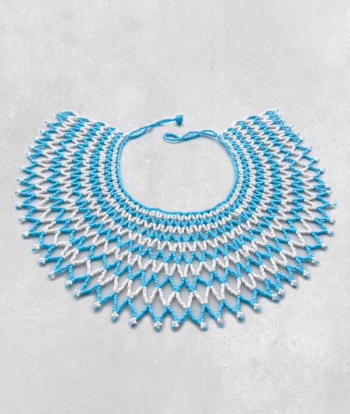 xhosa blue white lace necklace large 24