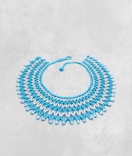xhosa blue white lace necklace small 22
