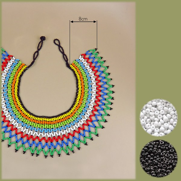 zulu beaded lace necklace medium black white1