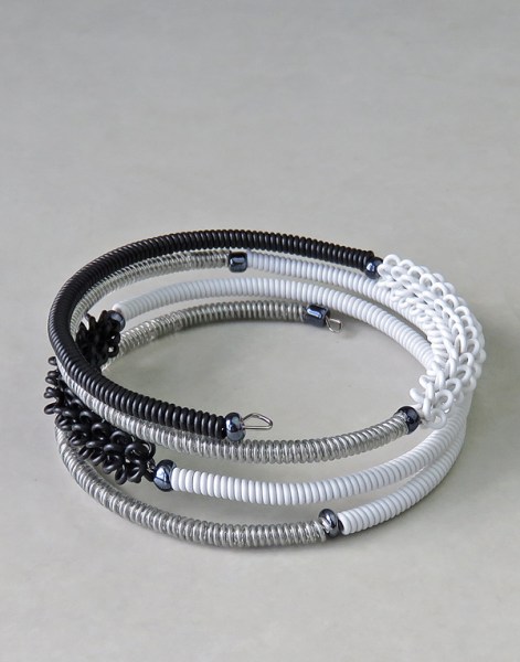 Telephone Wire Bracelets Black Silver White