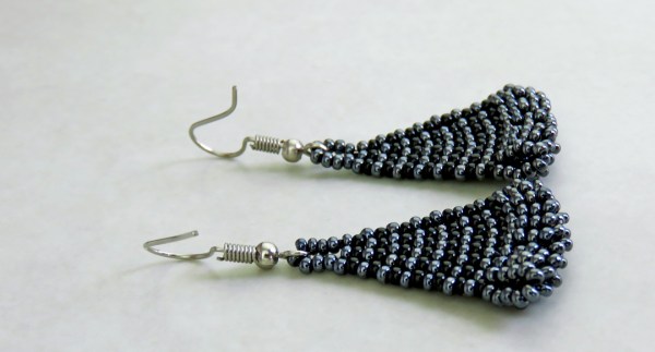 zulu triangle earrings black metallic grey 14